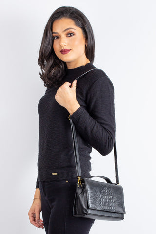 Bolsa pequena transversal de couro croco Deise - Enluaze - Bolsas, Mochilas e Acessórios em Couro Legítimo