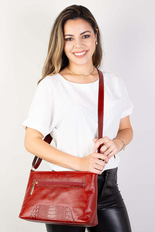 Bolsa transversal de couro liso Antonela - Enluaze - Bolsas, Mochilas e Acessórios em Couro Legítimo