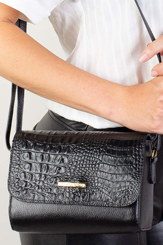 Mini bolsa transversal de couro croco Josi - Enluaze - Bolsas, Mochilas e Acessórios em Couro Legítimo