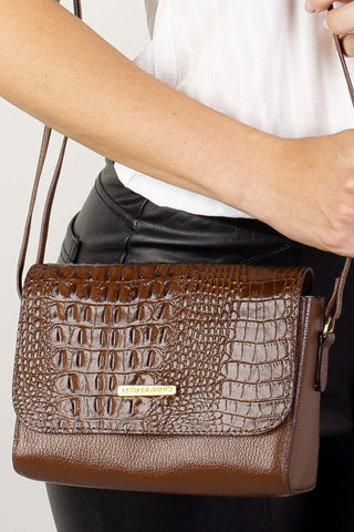 Mini bolsa transversal de couro croco Josi - Enluaze - Bolsas, Mochilas e Acessórios em Couro Legítimo