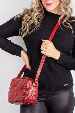 Bolsa quadrada pequena de couro croco Diana - Enluaze - Bolsas, Mochilas e Acessórios em Couro Legítimo