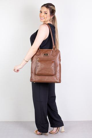 Bolsa mochila de couro liso Lívia - Enluaze - Bolsas, Mochilas e Acessórios em Couro Legítimo