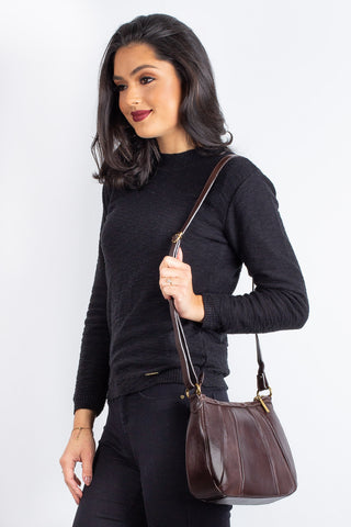 Bolsa transversal em couro liso Greice - Enluaze - Bolsas, Mochilas e Acessórios em Couro Legítimo