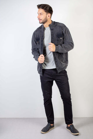 Jaqueta masculina de algodão com bolso frontal 50564 - Enluaze - Vestuário e Acessórios em Couro Legítimo
