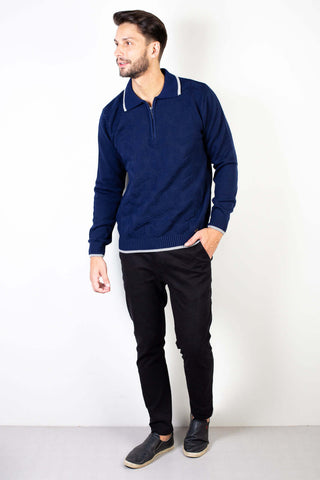 Blusão masculino de malha gola polo e zíper 50601 - Enluaze - Vestuário e Acessórios em Couro Legítimo