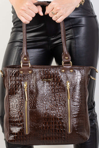 Bolsa de ombro em couro croco Lizandra - Enluaze - Bolsas, Mochilas e Acessórios em Couro Legítimo