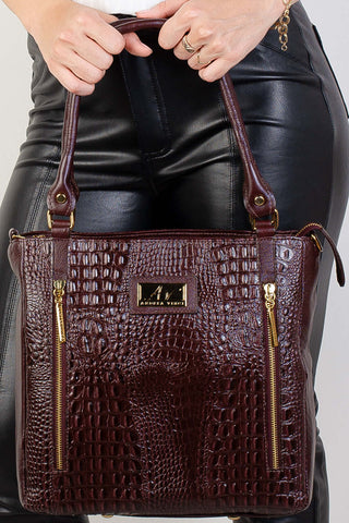 Bolsa de ombro em couro croco Lizandra - Enluaze - Bolsas, Mochilas e Acessórios em Couro Legítimo