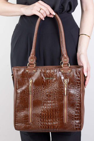 Bolsa de ombro em couro croco Lizandra - Enluaze - Bolsas, Mochilas e Acessórios em Couro Legítimo