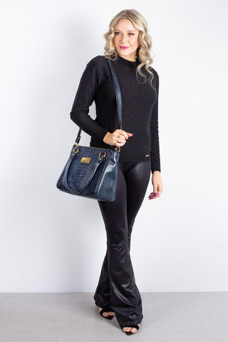 Bolsa de couro com divisórias croco Tiffy - Enluaze - Bolsas, Mochilas e Acessórios em Couro Legítimo