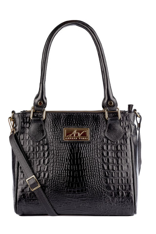 Bolsa de couro com divisórias croco Tiffy - Enluaze - Bolsas, Mochilas e Acessórios em Couro Legítimo