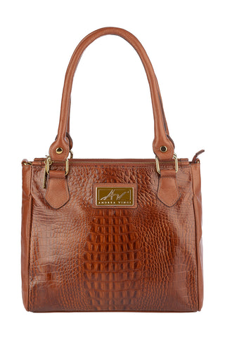 Bolsa de couro com divisórias croco Tiffy - Enluaze - Bolsas, Mochilas e Acessórios em Couro Legítimo