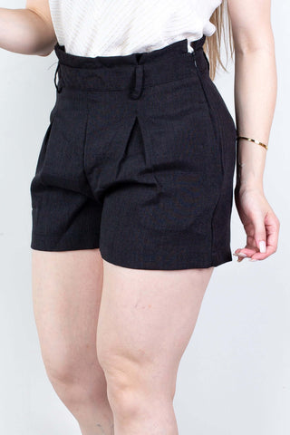 Short feminino alfaiataria com zíper 60010 - Enluaze - Vestuário e Acessórios em Couro Legítimo
