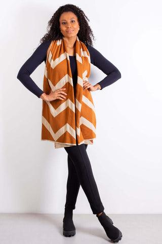 Cachecol echarpe feminino de malha tricô 60045 Chevron - Enluaze - Vestuário e Acessórios em Couro Legítimo