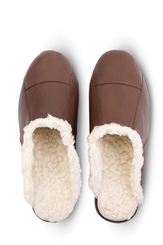 Chinelo pantufa em couro unissex forrada com pelo 6101 - Enluaze - Bolsas, Mochilas e Acessórios em Couro Legítimo