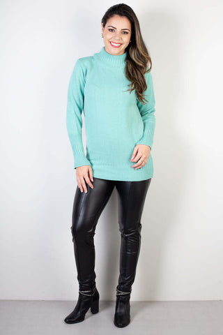 Blusa de malha feminina alongada 61542 - Enluaze - Vestuário e Acessórios em Couro Legítimo