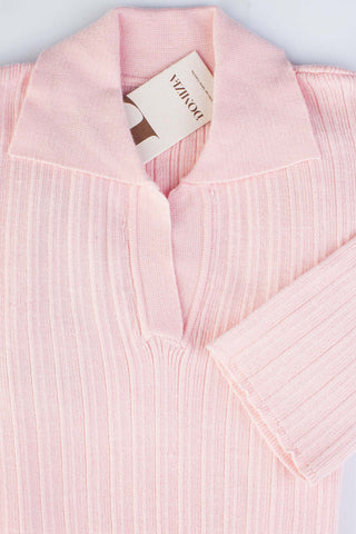 Blusa de malha feminina manga curta gola polo 61584 - Enluaze - Vestuário e Acessórios em Couro Legítimo