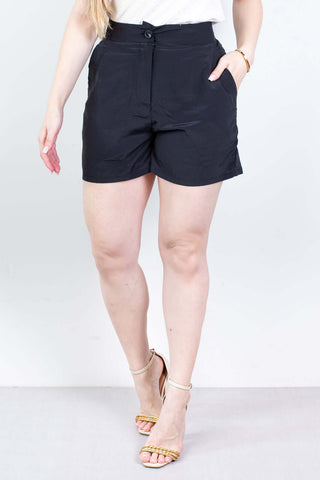 Short feminino alfaiataria com bolsos 64098 - Enluaze - Vestuário e Acessórios em Couro Legítimo