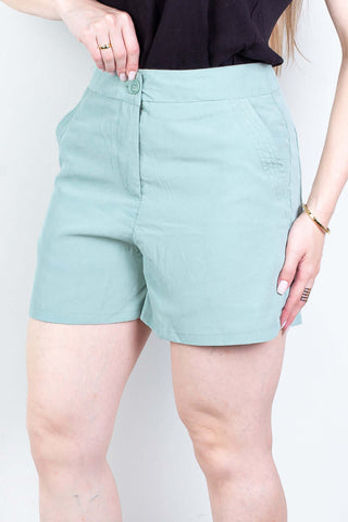 Short feminino alfaiataria com bolsos 64098 - Enluaze - Vestuário e Acessórios em Couro Legítimo