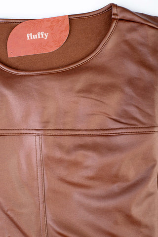 Blusa manga curta feminina corino forrada 70198 - Enluaze - Vestuário e Acessórios em Couro Legítimo