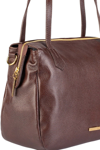 Bolsa básica de ombro em couro liso Débora - Enluaze - Bolsas e Mochilas em Couro Legítimo - Andrea Vinci