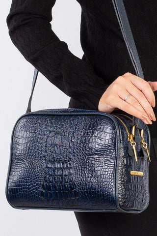 Bolsa quadrada de couro croco Daiana - Enluaze - Bolsas, Mochilas e Acessórios em Couro Legítimo