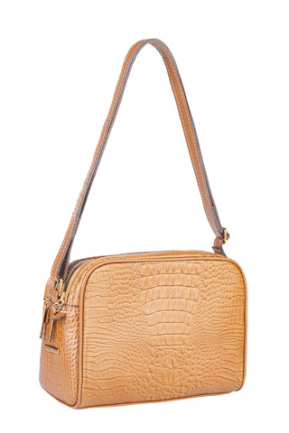 Bolsa quadrada de couro croco Daiana - Enluaze - Bolsas, Mochilas e Acessórios em Couro Legítimo