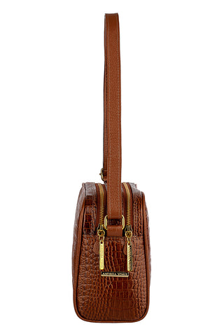 Bolsa quadrada de couro croco Daiana - Enluaze - Bolsas, Mochilas e Acessórios em Couro Legítimo