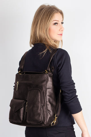 Bolsa mochila de couro liso Érica - Enluaze - Bolsas, Mochilas e Acessórios em Couro Legítimo