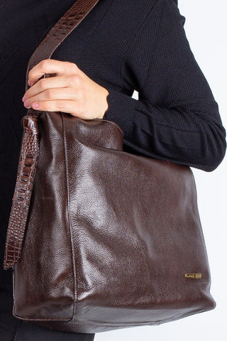 Bolsa sacola de ombro em couro croco Mara - Enluaze - Bolsas, Mochilas e Acessórios em Couro Legítimo