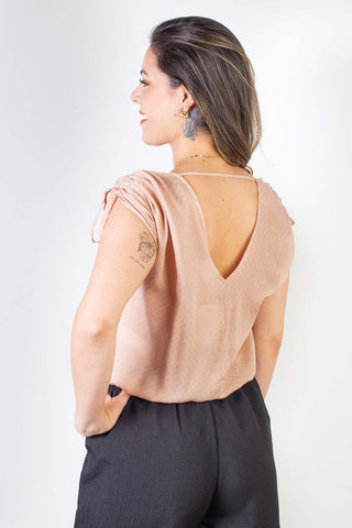 Blusa feminina viscose amarração no ombro 70764 - Enluaze - Vestuário e Acessórios em Couro Legítimo