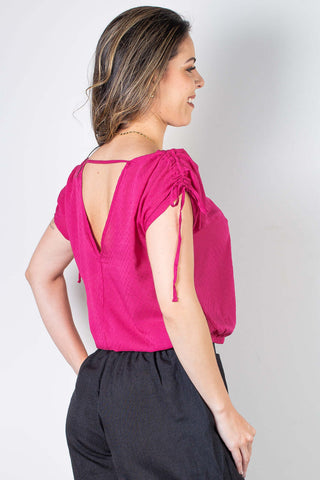 Blusa feminina viscose amarração no ombro 70764 - Enluaze - Vestuário e Acessórios em Couro Legítimo