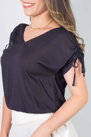 Blusa feminina viscose amarração no ombro 70764 - Enluaze - Vestuário e Acessórios em Couro Legítimo