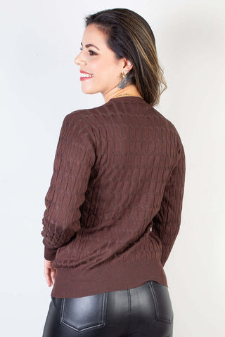 Casaco cardigan com botões 70870 - Enluaze - Vestuário e Acessórios em Couro Legítimo