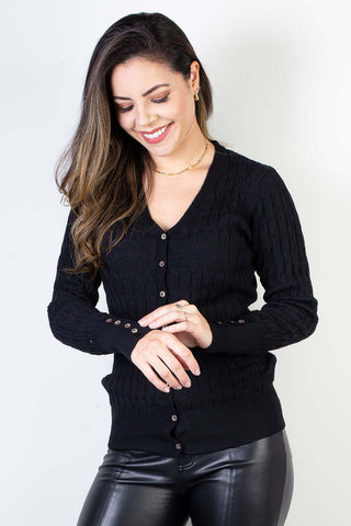 Casaco cardigan com botões 70870 - Enluaze - Vestuário e Acessórios em Couro Legítimo