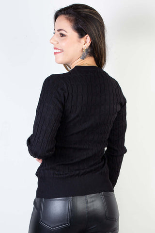 Casaco cardigan com botões 70870 - Enluaze - Vestuário e Acessórios em Couro Legítimo