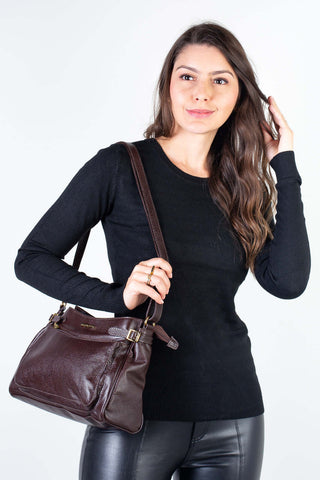 Bolsa tiracolo de couro liso Lorena - Enluaze - Bolsas, Mochilas e Acessórios em Couro Legítimo