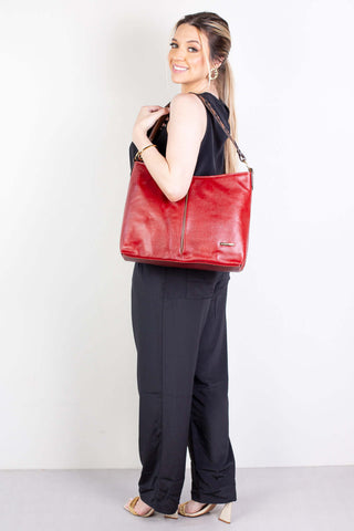 Bolsa de ombro em couro liso Flávia - Enluaze - Bolsas, Mochilas e Acessórios em Couro Legítimo