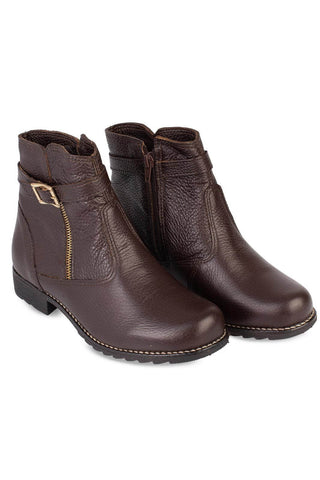 Bota cano curto em couro com fivela 7602 - Enluaze - Bolsas, Mochilas e Acessórios em Couro Legítimo