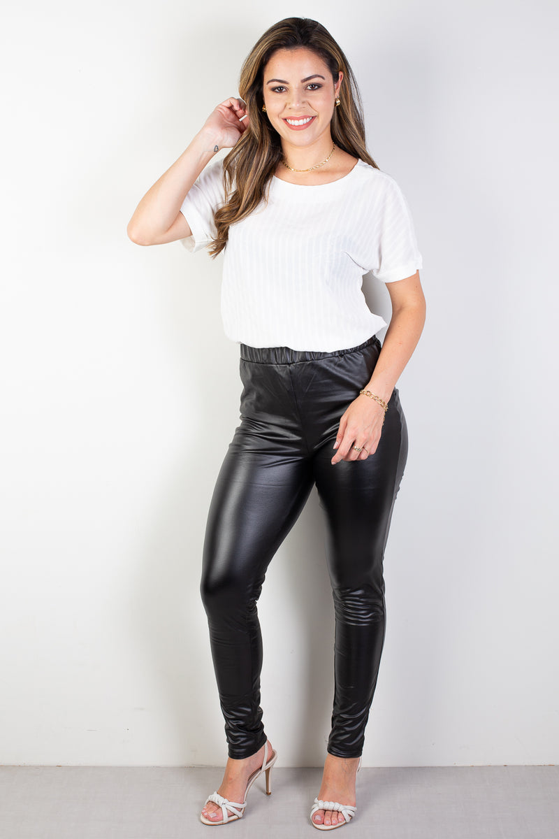 Calça legging cintura alta corino PU 80005
