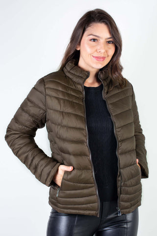 Jaqueta feminina de nylon curta 80226 - Enluaze - Vestuário e Acessórios em Couro Legítimo