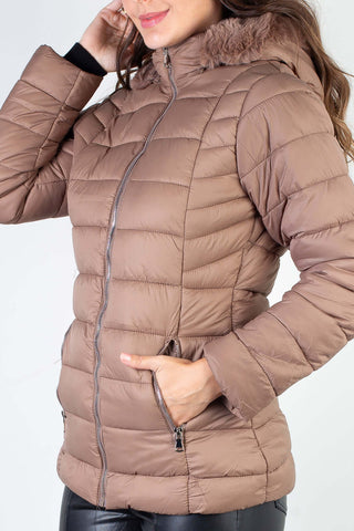 Jaqueta feminina curta de nylon forrada 80239 - Enluaze - Vestuário e Acessórios em Couro Legítimo