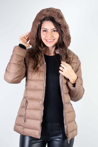 Jaqueta feminina curta de nylon forrada 80239 - Enluaze - Vestuário e Acessórios em Couro Legítimo