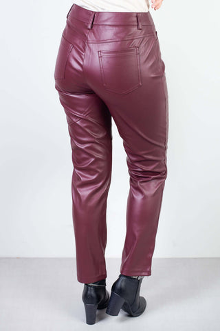 Calça feminina de corino sintético corte reto 80468 - Enluaze - Vestuário e Acessórios em Couro Legítimo