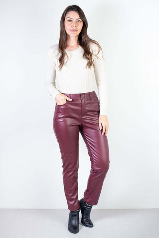 Calça feminina de corino sintético corte reto 80468 - Enluaze - Vestuário e Acessórios em Couro Legítimo