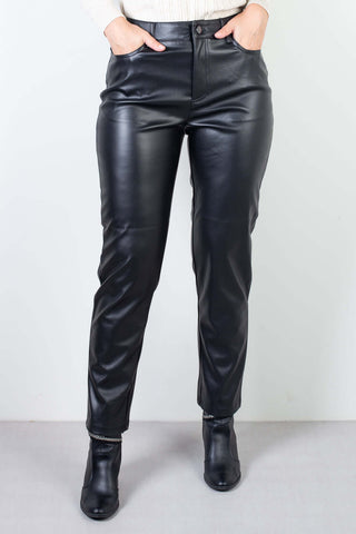 Calça feminina de corino sintético corte reto 80468 - Enluaze - Vestuário e Acessórios em Couro Legítimo