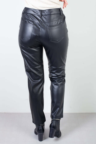 Calça feminina de corino sintético corte reto 80468 - Enluaze - Vestuário e Acessórios em Couro Legítimo