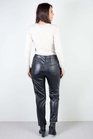 Calça feminina de corino sintético corte reto 80468 - Enluaze - Vestuário e Acessórios em Couro Legítimo