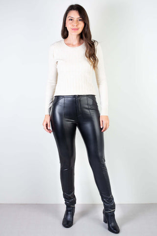 Calça feminina de corino sintético 80471 - Enluaze - Vestuário e Acessórios em Couro Legítimo