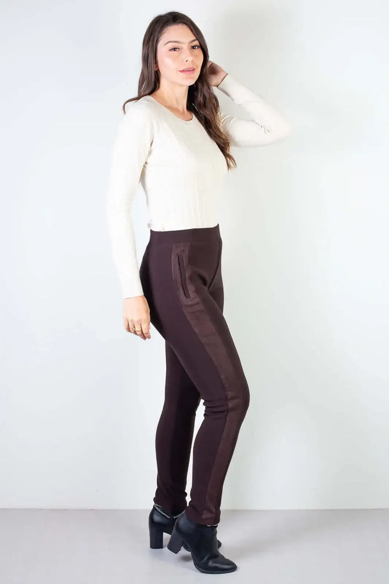 Calça feminina térmica com detalhe lateral 80478