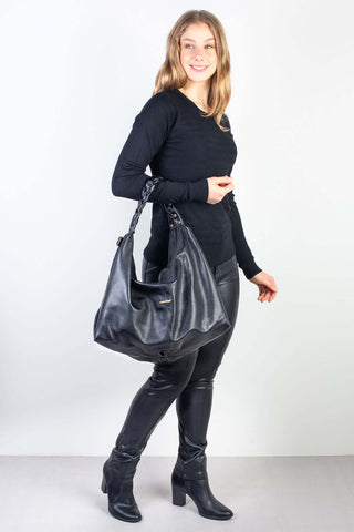 Bolsa saco grande de couro liso Cassia - Enluaze - Bolsas, Mochilas e Acessórios em Couro Legítimo